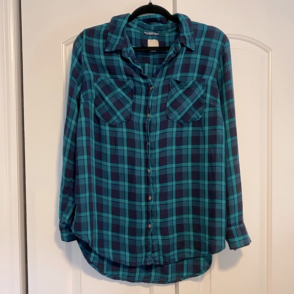 a new day Tops - A New Day Green and Navy Button Down Flannel style shirt size XXL